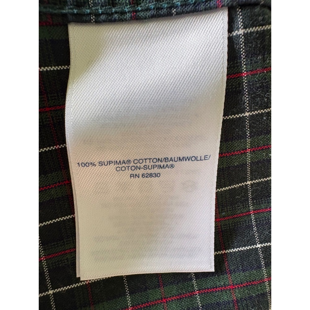 Lands End Mens Tailored Fit Supima Cotton Plaid Button Down Shirt Green 17-33 - Picture 4 of 4